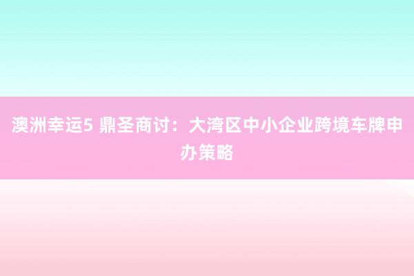 澳洲幸运5 鼎圣商讨：大湾区中小企业跨境车牌申办策略