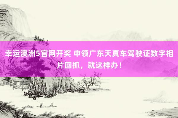 幸运澳洲5官网开奖 申领广东天真车驾驶证数字相片回抓，就这样办！