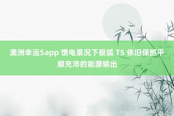 澳洲幸运5app 馈电景况下极狐 T5 依旧保抓平顺充沛的能源输出
