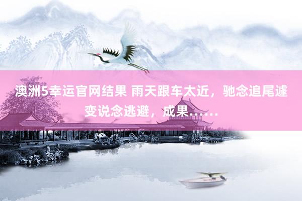 澳洲5幸运官网结果 雨天跟车太近，驰念追尾遽变说念逃避，成果……