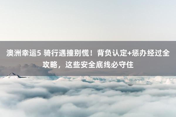 澳洲幸运5 骑行遇撞别慌！背负认定+惩办经过全攻略，这些安全底线必守住