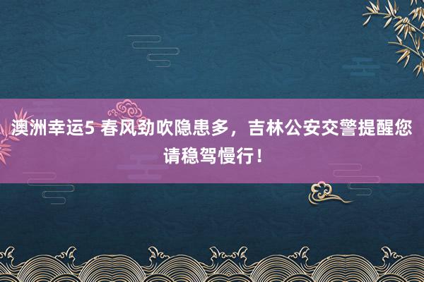 澳洲幸运5 春风劲吹隐患多，吉林公安交警提醒您请稳驾慢行！