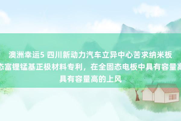 澳洲幸运5 四川新动力汽车立异中心苦求纳米板状全固态富锂锰基正极材料专利，在全固态电板中具有容量高的上风