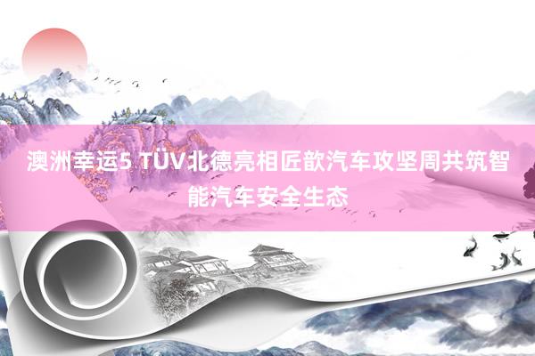澳洲幸运5 TÜV北德亮相匠歆汽车攻坚周共筑智能汽车安全生态