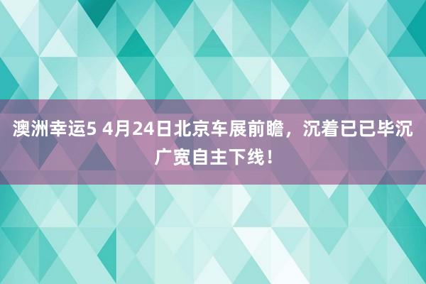 澳洲幸运5 4月24日北京车展前瞻，沉着已已毕沉广宽自主下线！