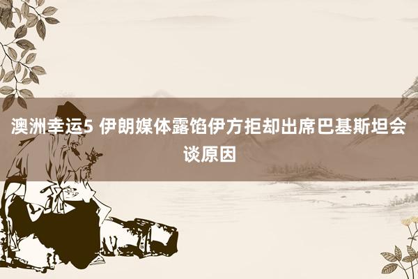 澳洲幸运5 伊朗媒体露馅伊方拒却出席巴基斯坦会谈原因