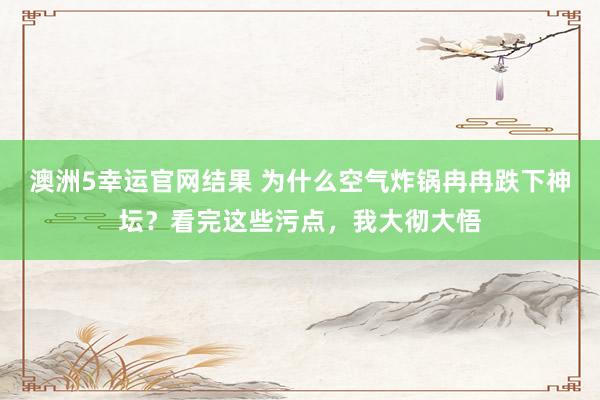 澳洲5幸运官网结果 为什么空气炸锅冉冉跌下神坛？看完这些污点，我大彻大悟