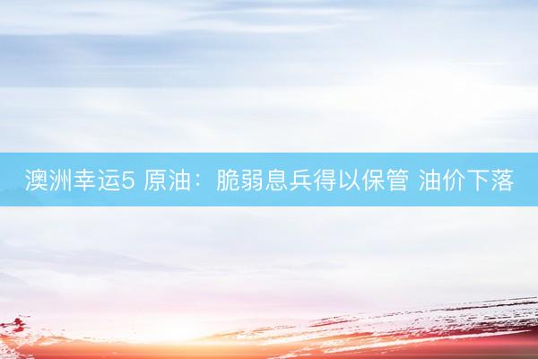 澳洲幸运5 原油：脆弱息兵得以保管 油价下落