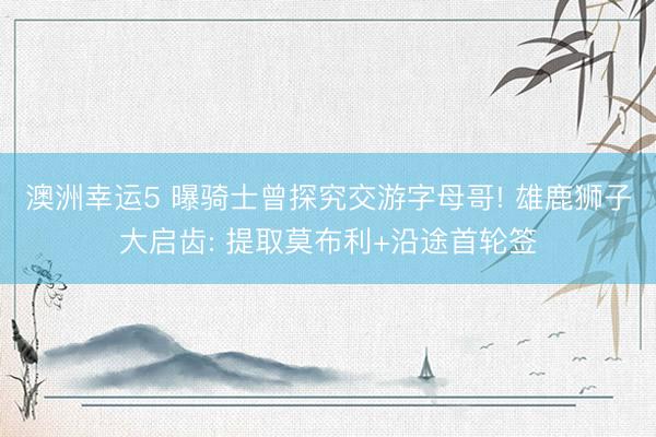 澳洲幸运5 曝骑士曾探究交游字母哥! 雄鹿狮子大启齿: 提取莫布利+沿途首轮签
