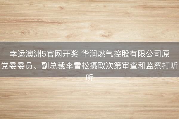 幸运澳洲5官网开奖 华润燃气控股有限公司原党委委员、副总裁李雪松摄取次第审查和监察打听